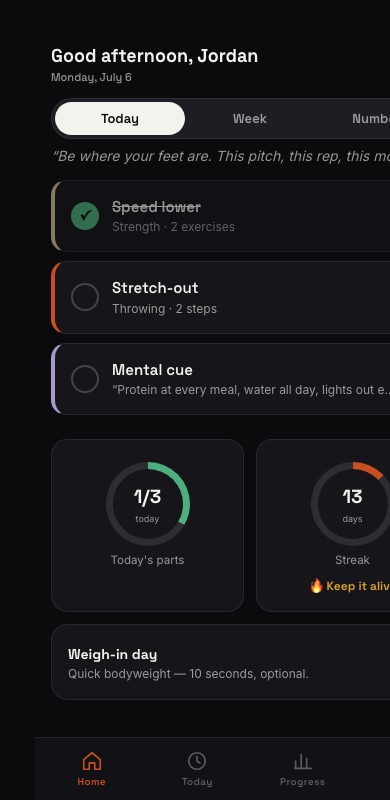 Hundredlocked Home — today's checklist and streak